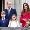Photograph of Prince William and Princess Catherine along with their three sons George, Louis, and Charlotte